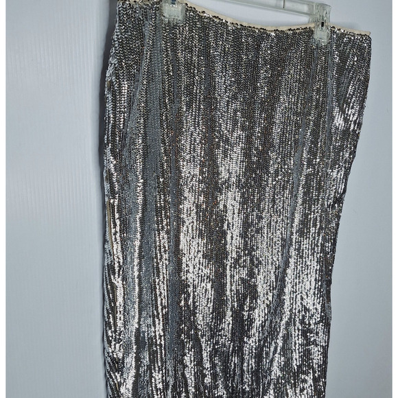 J. Crew Allover Sequins Pencil Skirt Silver 16 Holiday Pencil Skirt Formal Glam - Picture 5 of 14